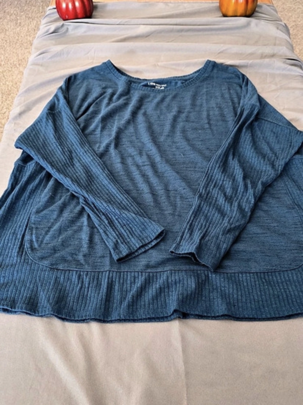 Lane Bryant Long Sleeve Ribbed Top in Blue Size 18/20 - Picture 2 of 4